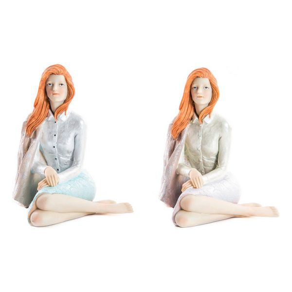 Figura decorativa DKD Home Decor Resin Woman (2 unid.) (15 x 18 x 19 cm) (2 unid.)