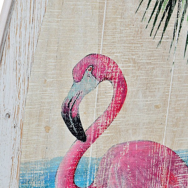 Decoração de parede DKD Decoração de casa tropical Madeira Flamingo