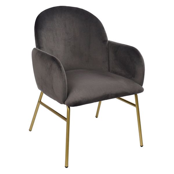 Sillón DKD Home Decor Gris Poliéster Metal Poliéster (73 x 63 x 82 cm)