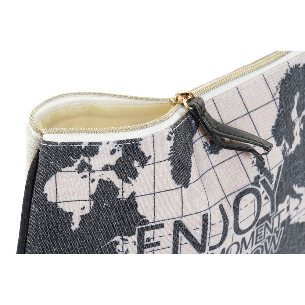 Bolsa de higiene pessoal DKD Home Decor Black Polyester Loft World Map (20 x 1 x 15 cm)