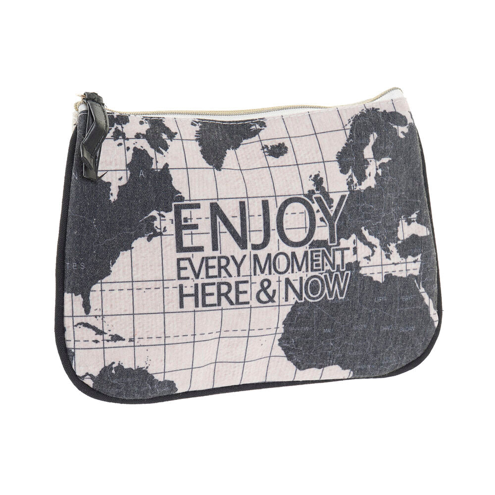 Bolsa de higiene pessoal DKD Home Decor Black Polyester Loft World Map (20 x 1 x 15 cm)