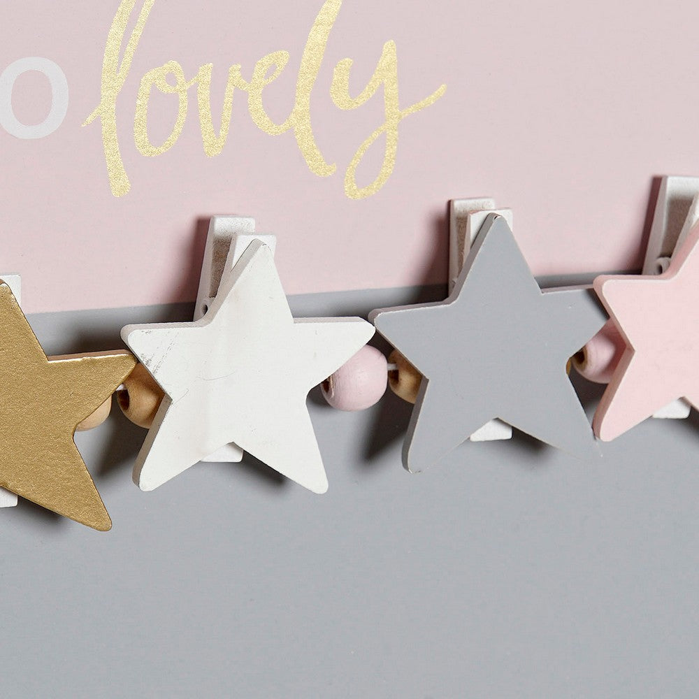 Cuadro Portafotos con Pinzas DKD Home Decor Hello Lovely Madera MDF (40 x 1 x 24 cm)