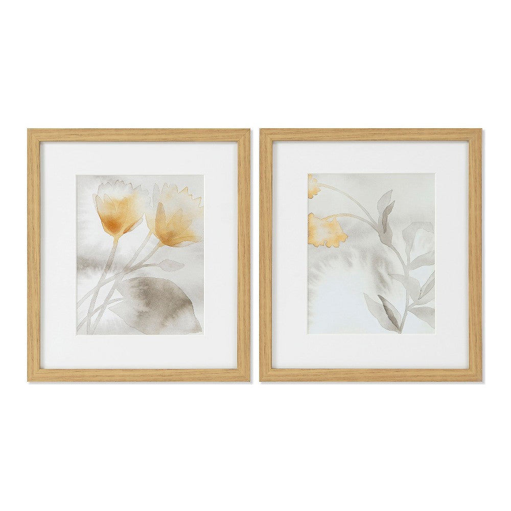 Cuadro DKD Home Decor Drawed Leaf Hojas (2 pcs) (33 x 3 x 38 cm)