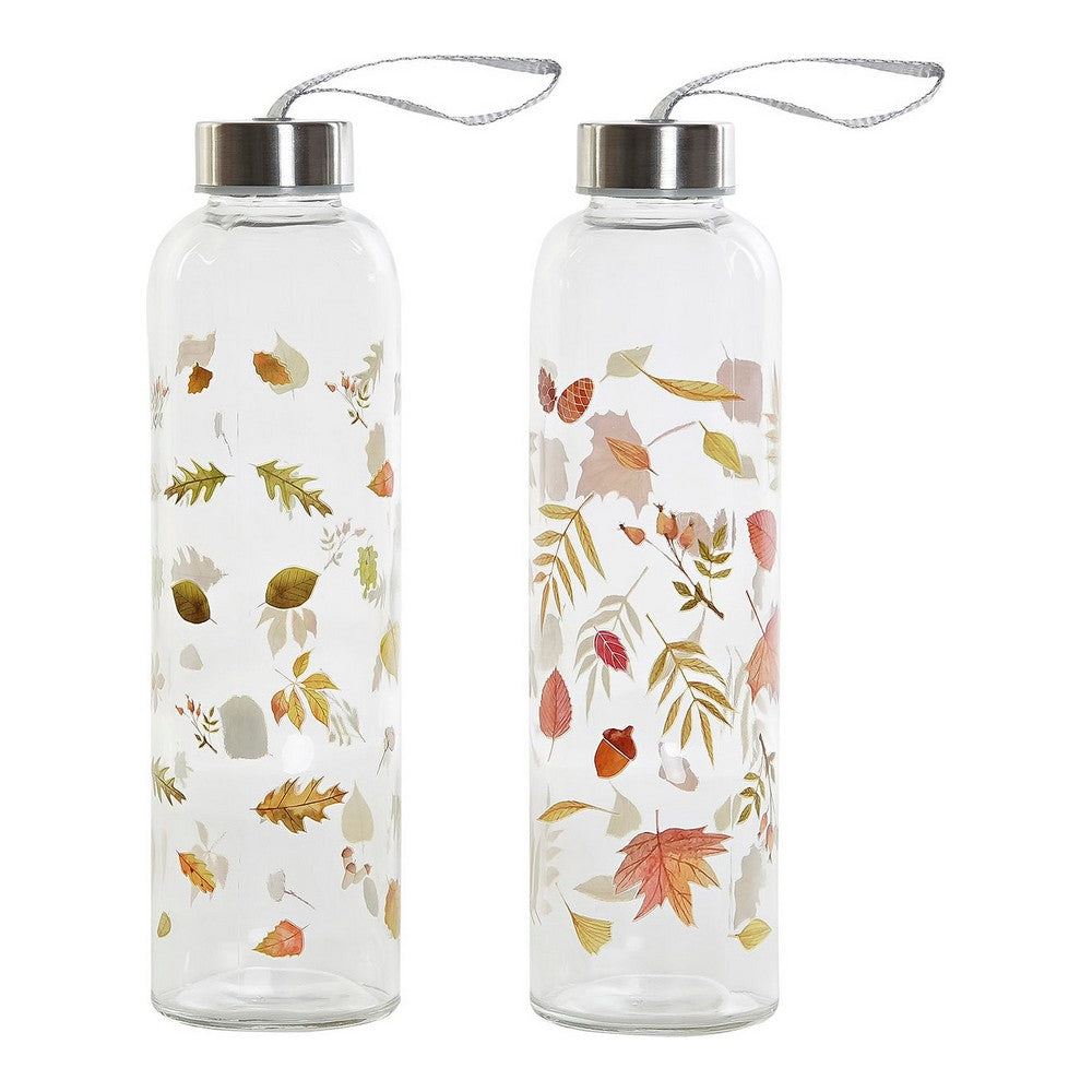 Botella de Cristal con Funda de Neopreno DKD Home Decor Blanco Aluminio (600 ml) (2 pcs)