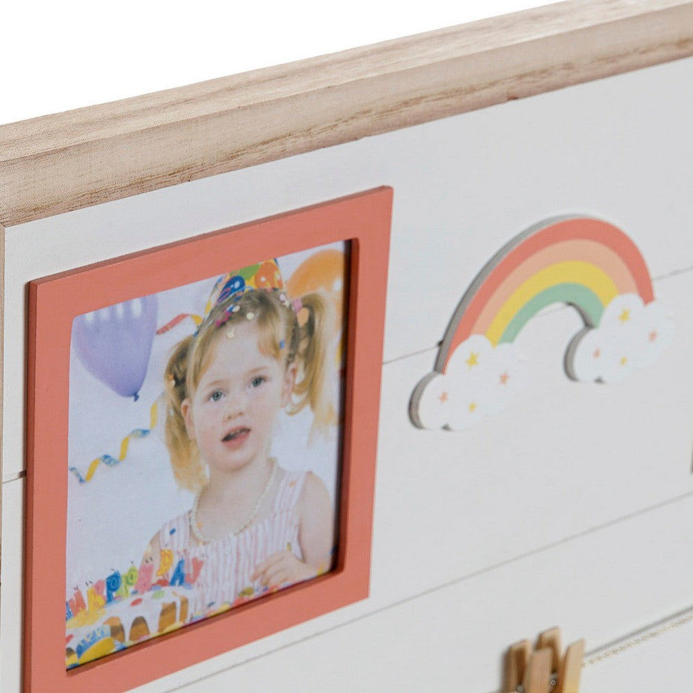 Moldura para fotos com clipes DKD Home Decor Rainbow MDF Wood (2 peças) (42 x 2 x 32 cm)