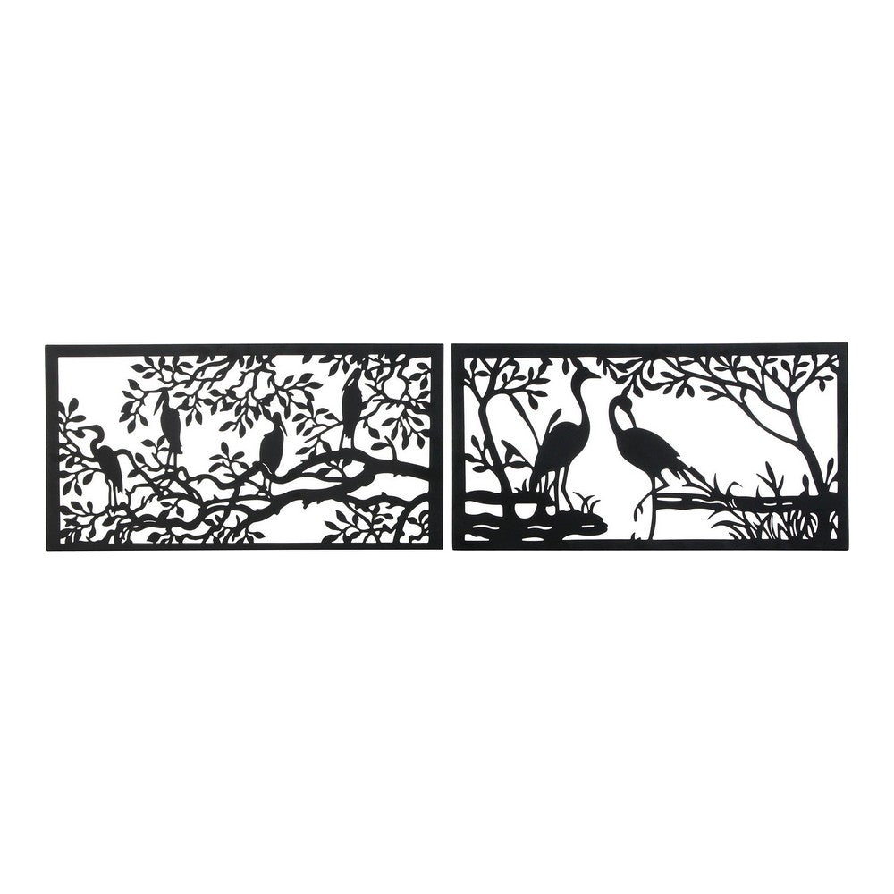 Figura Decorativa DKD Home Decor Pájaros Metal (2 pcs) (96 x 1 x 50 cm)