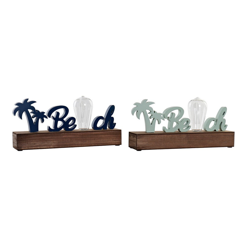 Figura decorativa DKD Home Decor Beach LED Wood MDF (2 peças) (34 x 8 x 16 cm)