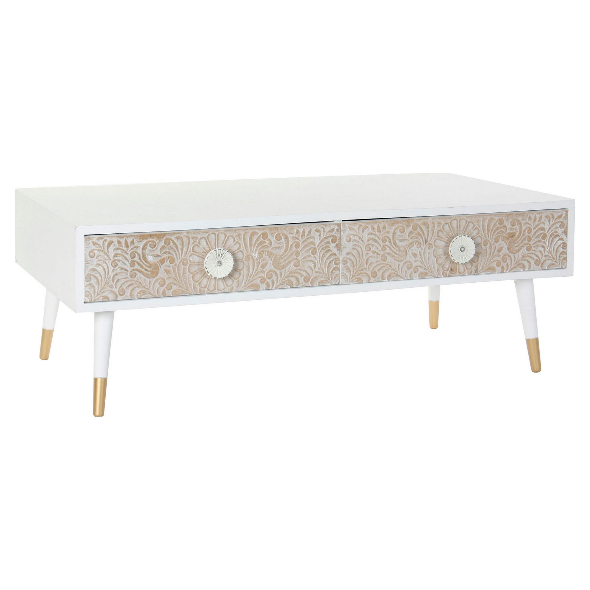 Suporte de TV DKD Home Decor Branco Abeto Marrom Claro (120 x 65 x 42 cm)