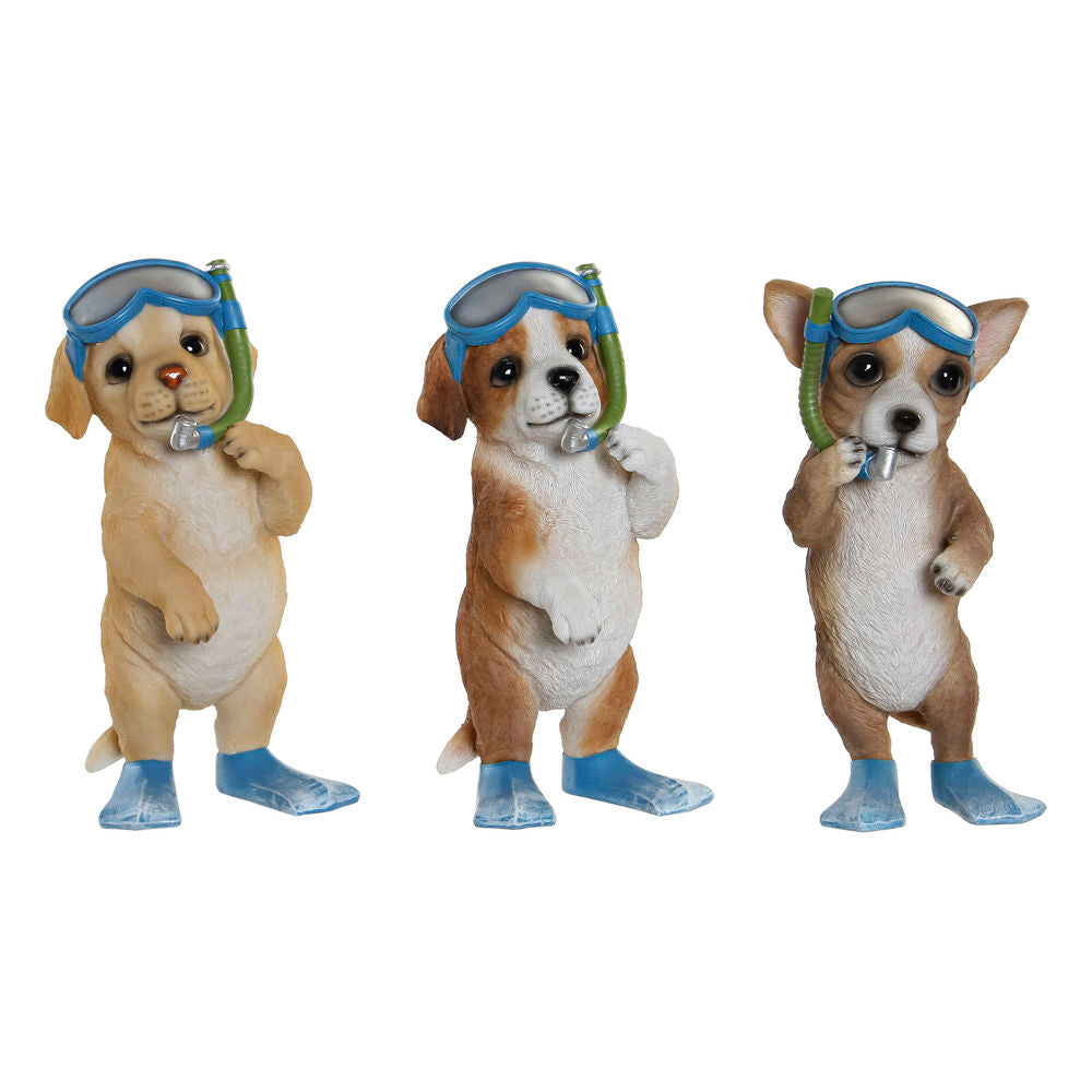 Figura decorativa DKD Home Decor Resin Dog (3 unidades) (11,5 x 11,5 x 23 cm)