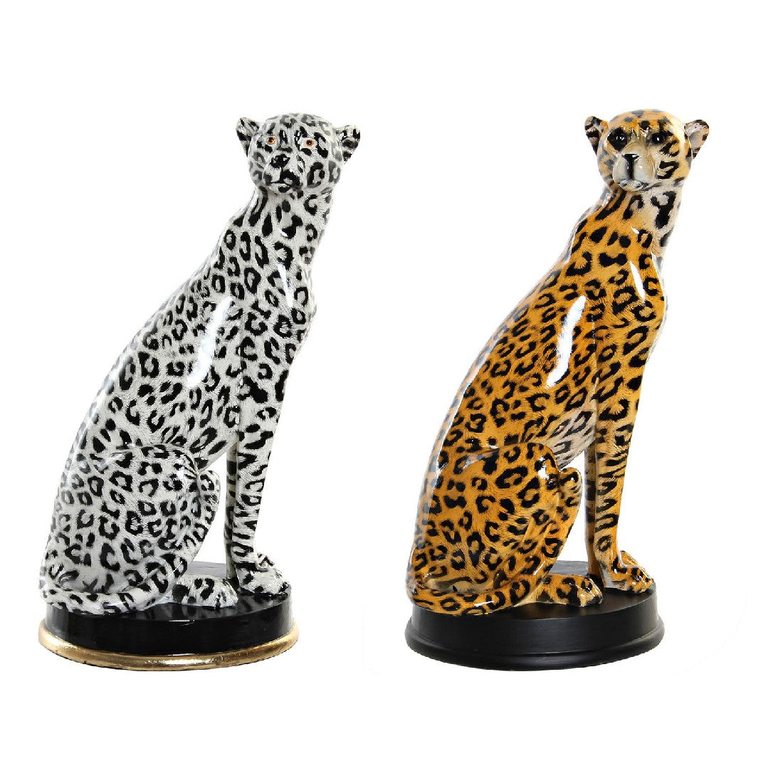 Figura Decorativa DKD Home Decor Resina Leopardo (2 pcs) (16 x 16 x 32 cm)