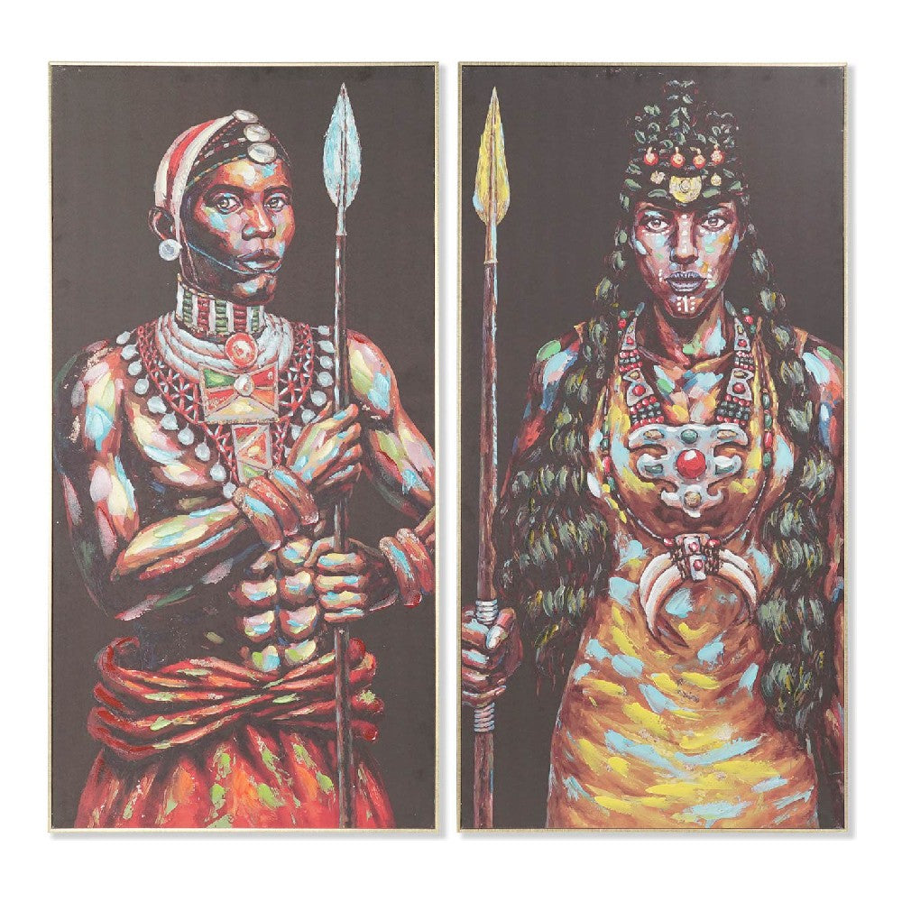 Cuadro DKD Home Decor Lienzo Africano (2 pcs) (60 x 5 x 120 cm)