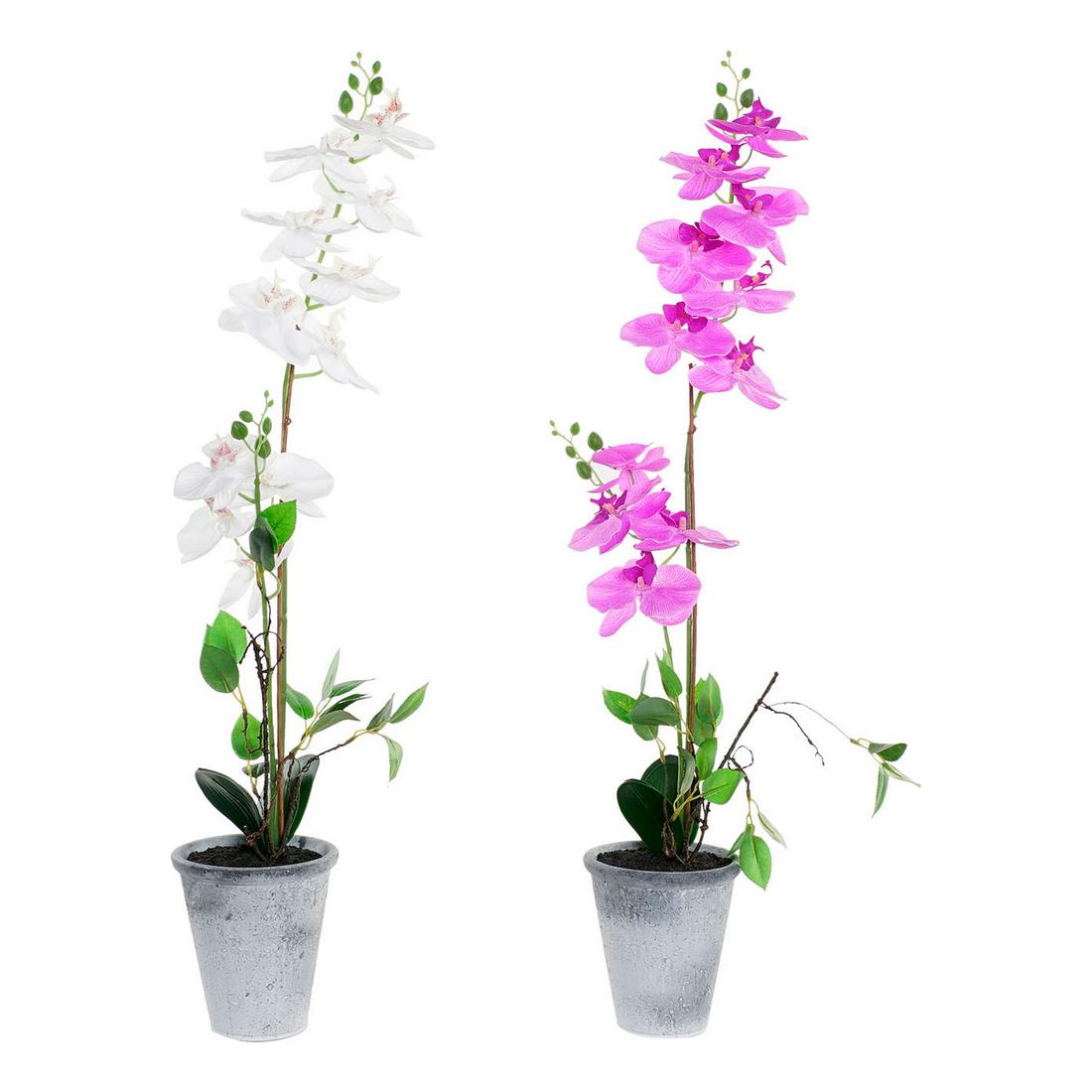 Planta Decorativa DKD Home Decor Blanco Tela Gres Lila (2 pcs)