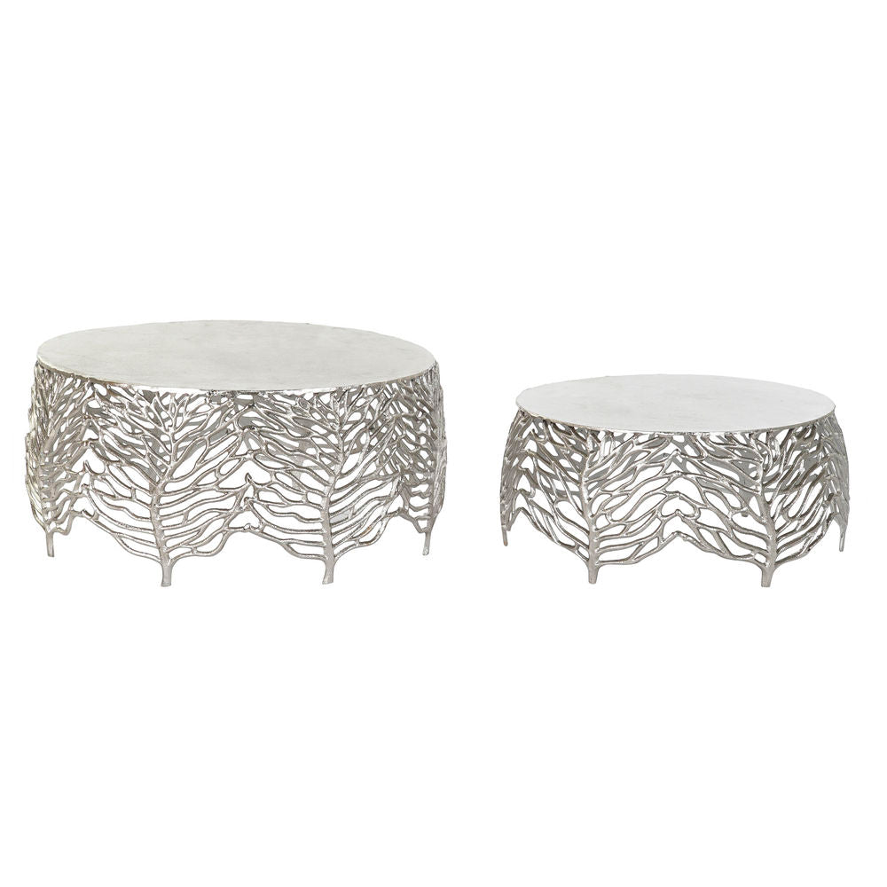 Mesa lateral DKD Home Decor Alumínio (2 unid.) (52 x 52 x 25 cm) (63,5 x 63,5 x 30,5 cm)