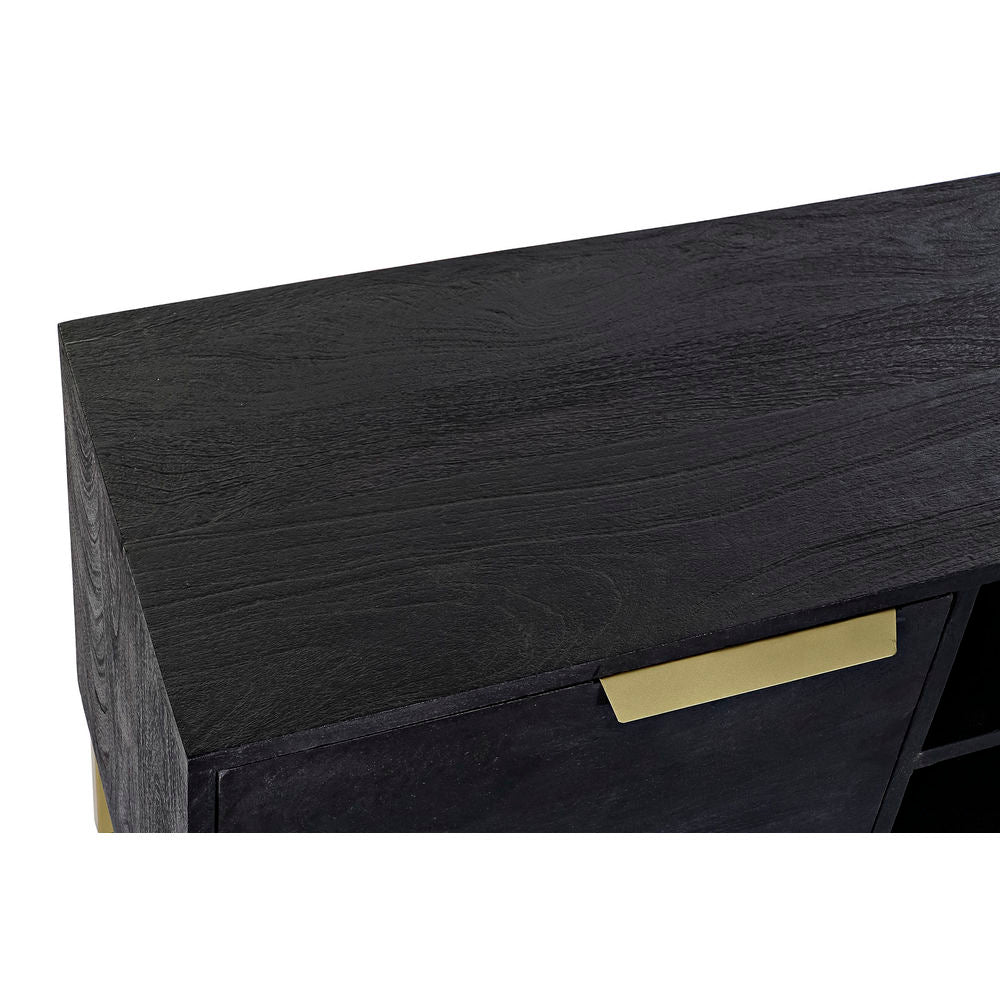 Mueble de TV DKD Home Decor Negro Metal Dorado Madera de mango (147 x 40 x 51 cm)