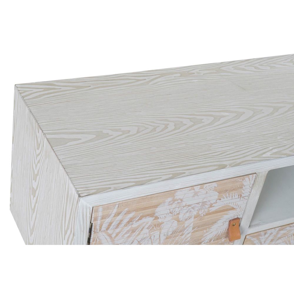 Mueble de TV DKD Home Decor Blanco Madera Bambú (140 x 40 x 51 cm)