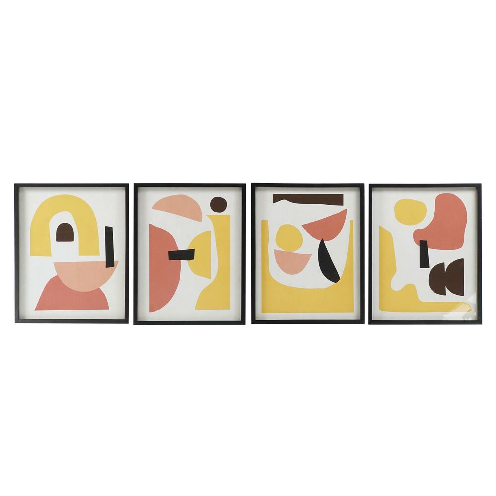 Imagem DKD Home Decor Vidro Abstrato Madeira MDF (4 unid.) (40 x 2,5 x 50 cm)