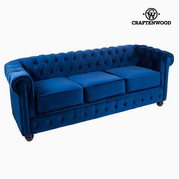 Sofá Chester de 3 Plazas Terciopelo Azul - Colección Relax Retro