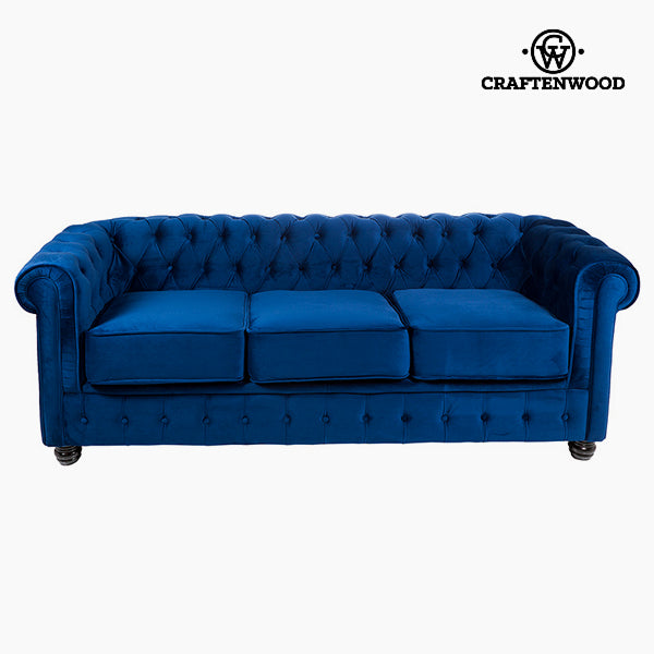 Sofá Chester de 3 Plazas Terciopelo Azul - Colección Relax Retro