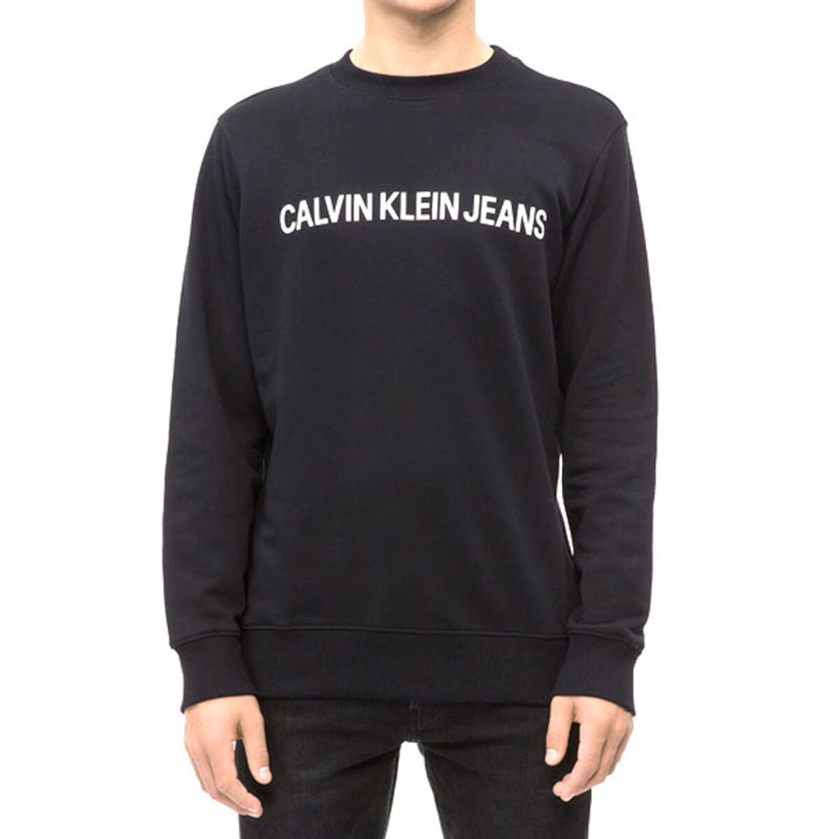 Sudadera sin Capucha Hombre Calvin Klein CORE LOGO INTITUTIONAL J30J30775 Negro Hombre