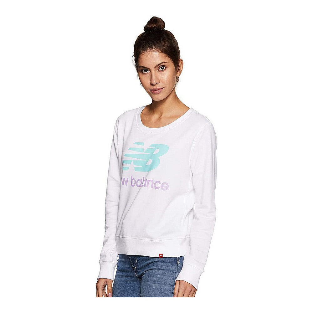 Moletom feminino sem capuz New Balance ESSENTIALS CREW WT91585 Branco