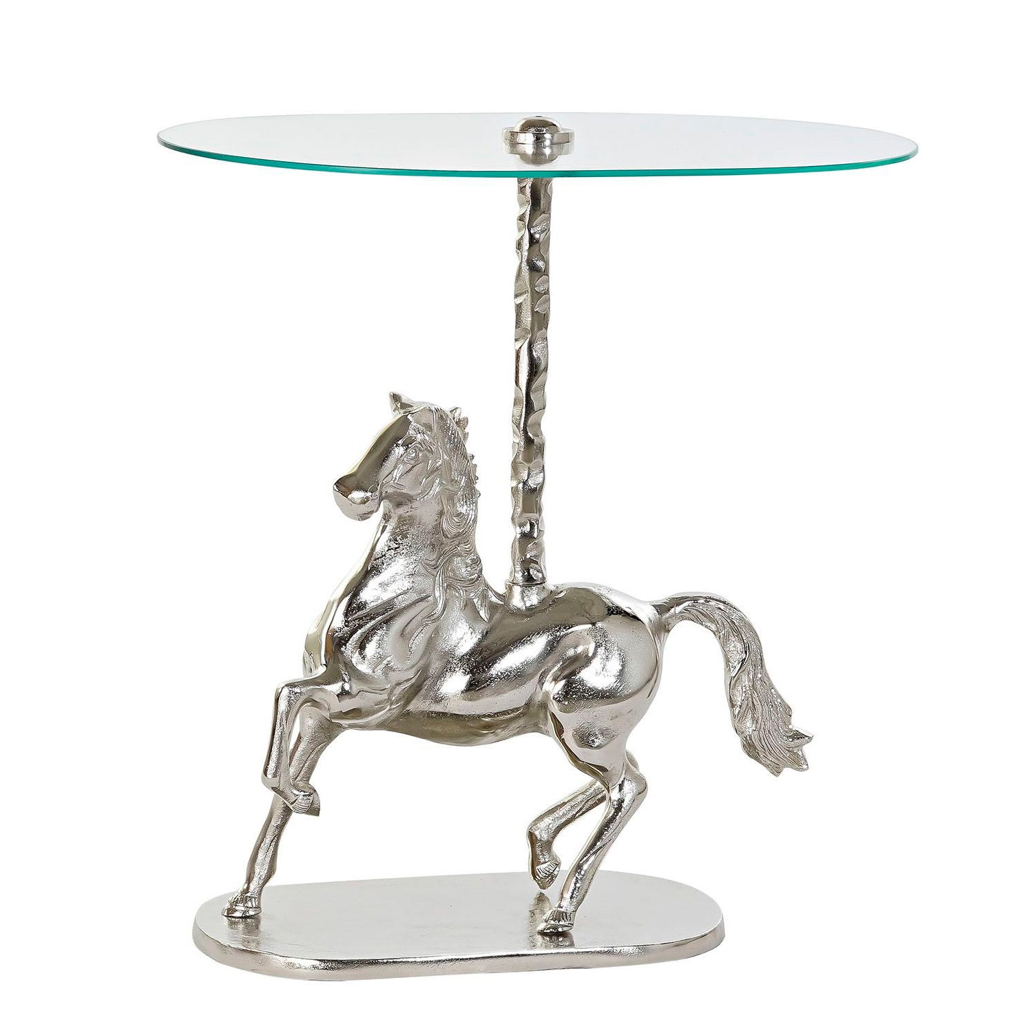 Mesa lateral DKD Home Decor Aluminium Glass Horse (54 x 39 x 57 cm)