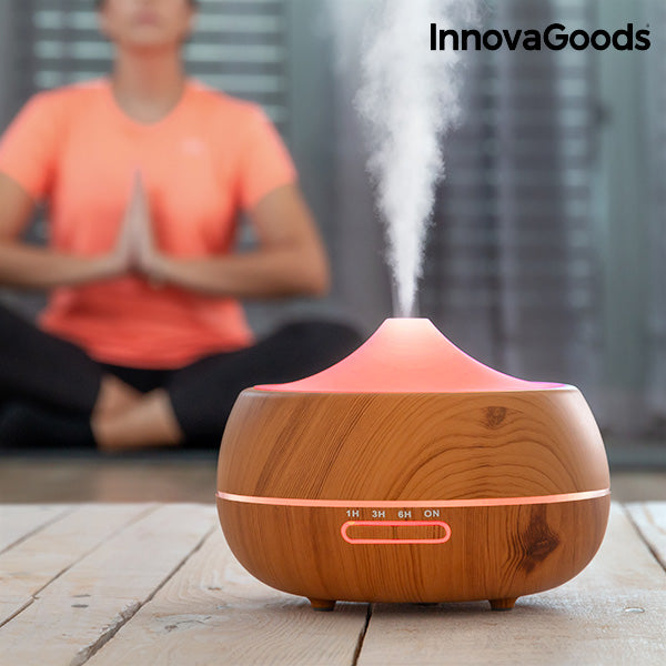 Humidificador Difusor de Aromas LED Wooden-Effect InnovaGoods