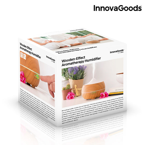 Humidificador Difusor de Aromas LED Wooden-Effect InnovaGoods