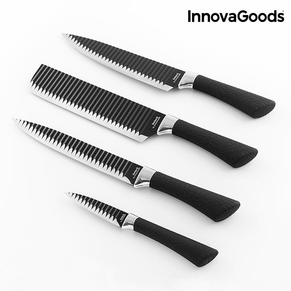 Conjunto de facas Swiss Q InnovaGoods Namiutsu Black Shark (4 peças)