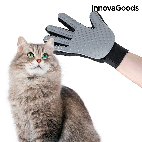 Luva InnovaGoods para escovar e massagear animais de estimação